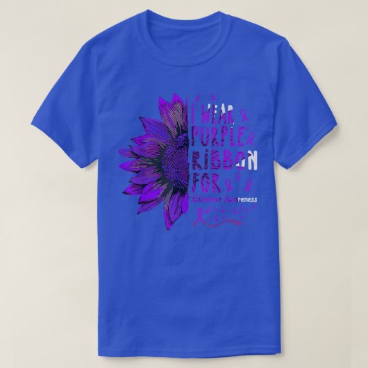Zonnebloem Ik Draag Paarse lint voor Alzheimer Awa T-shirt (Design voorkant)