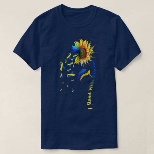Zonnebloem Ik sta voor de Oekraïense vlaggenstroom T-shirt (Design voorkant)