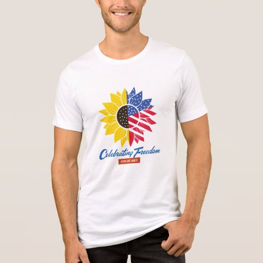 Zonnebloem Illustratie 4 juli Tri-Blend Shirt (Voorkant)