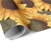 zonnebloem illustratie All Over Print Cadeaupapier (Rol Hoek)