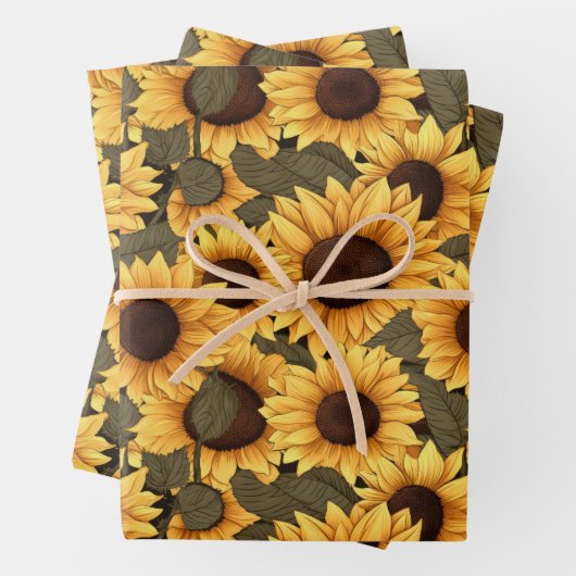  zonnebloem illustratie All Over Print Inpakpapier Vel (In situ)