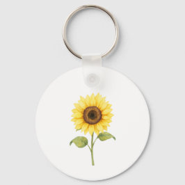 Zonnebloem Illustratie — Helder Botanische Kunst Sleutelhanger