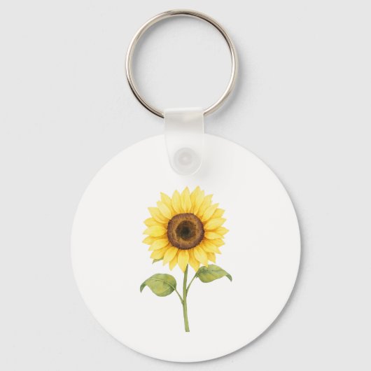 Zonnebloem Illustratie — Helder Botanische Kunst Sleutelhanger (Voorkant)