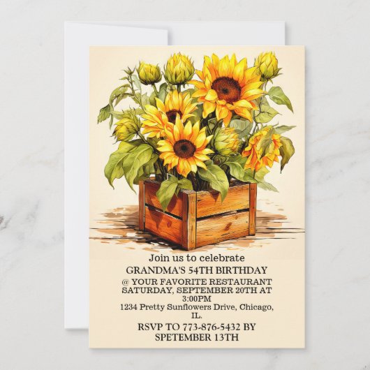  Zonnebloem Illustratie Kunst Verjaardagsfeest Kaart (Voorkant)