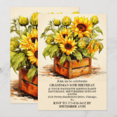  Zonnebloem Illustratie Kunst Verjaardagsfeest Kaart (Voorkant / Achterkant)