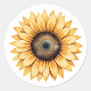 Zonnebloem illustratie ronde sticker