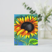 Zonnebloem Impressionisme Crayon Modern Bold Briefkaart (Staand voorkant)