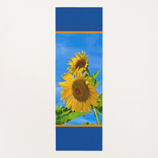 Zonnebloem in blauw en bruin yogamat (Voorkant)