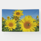 zonnebloem in blauwe hemel kleurrijke zomer bloese spandoek (Horizontaal)