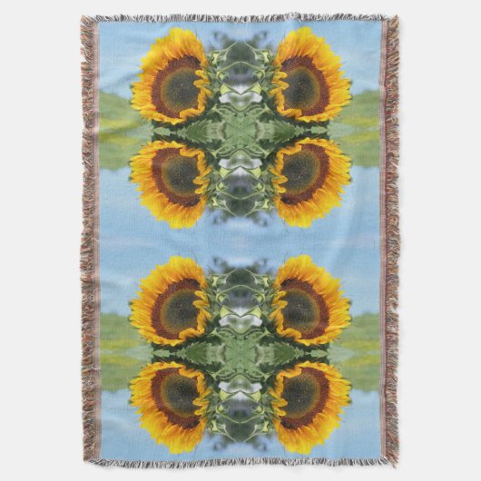 Zonnebloem in de Abstracte zonnebloem Deken (Voorkant Verticaal)