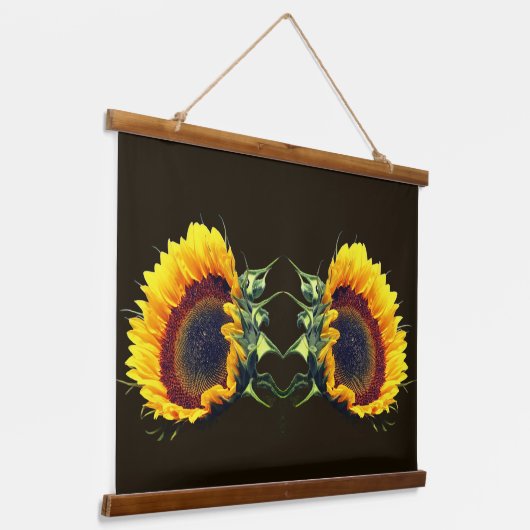 Zonnebloem in de Abstracte zonnebloem Hangend Wandkleed (Gebogen)