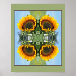 Zonnebloem in de Abstracte zonnebloem Poster