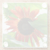 Zonnebloem in de middag glazen onderzetter (Achterkant)