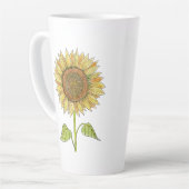 Zonnebloem in de ochtendzon - Rustige Waterverf Latte Mok (Linkerhoek)