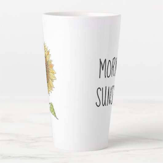 Zonnebloem in de ochtendzon - Rustige Waterverf Latte Mok (Voorkant)