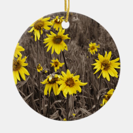 Zonnebloem in de Rocky Mountain Keramisch Ornament (Voorkant)