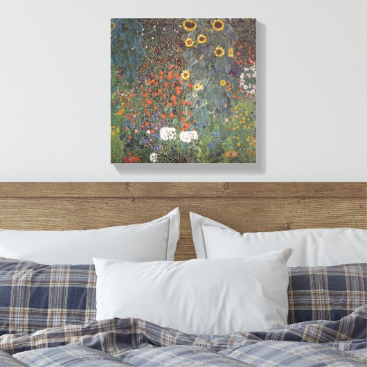 Zonnebloem in de tuin Gustav Klimt art nouveau Canvas Afdruk (Insitu (Slaapkamer))