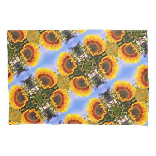 Zonnebloem in een Abstract zonnebloempatroon Kussensloop (Voorkant)