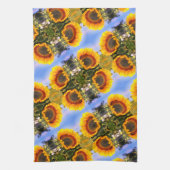 Zonnebloem in een Abstract zonnebloempatroon Theedoek (Verticaal)