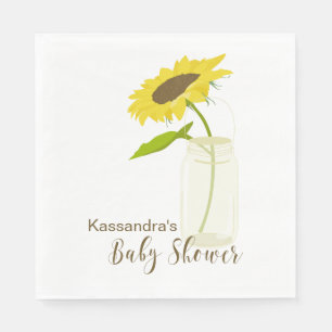 Zonnebloem in een Baby shower van Mason Jar Lunch  Servet