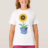 Zonnebloem in een pot meisjes T-shirt (Voorkant)