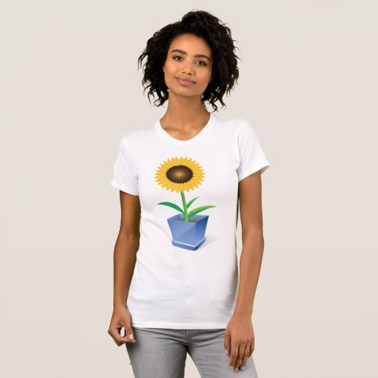 Zonnebloem in een pot Vrouwen T-shirt (Voorkant volledig)