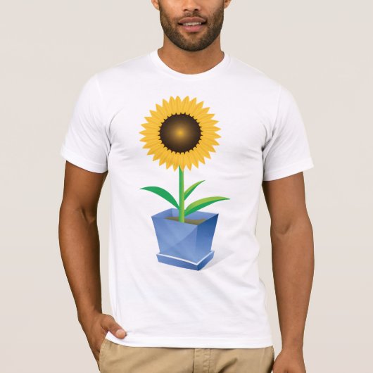 Zonnebloem in een potje Mannen T-shirt (Voorkant)