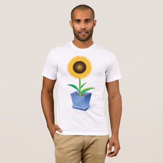 Zonnebloem in een potje Mannen T-shirt (Voorkant volledig)
