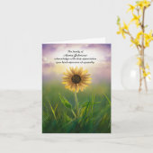 Zonnebloem in een veld Sympathie Dank u kaart (Gele Bloem)