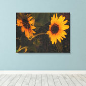 Zonnebloem in het Afbeelding van de avond Canvas Afdruk (Insitu (Houten vloer))