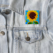 Zonnebloem in het Franse Land Vierkante Button 5,1 Cm (In situ)