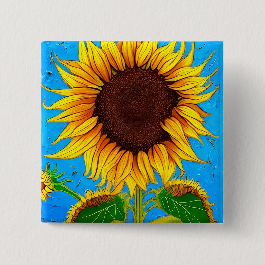 Zonnebloem in het Franse Land Vierkante Button 5,1 Cm (Voorkant)