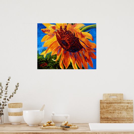 Zonnebloem in het zonlicht poster (Keuken)