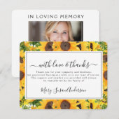 Zonnebloem in liefhebbend geheugen Fotogedenkteken Bedankkaart (Voorkant / Achterkant)