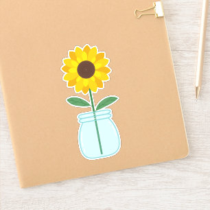 Zonnebloem in Mason Jar Sticker