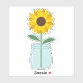 Zonnebloem in Mason Jar Sticker (Vel)