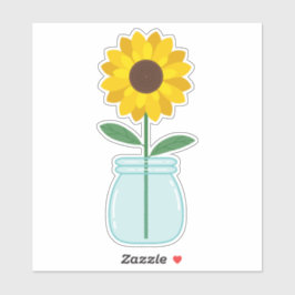 Zonnebloem in Mason Jar Sticker