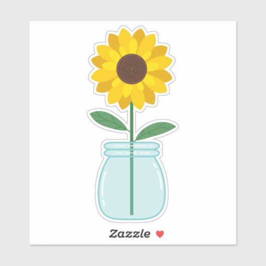 Zonnebloem in Mason Jar Sticker (Vel)