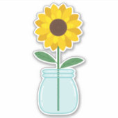 Zonnebloem in Mason Jar Sticker (Voorkant)