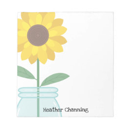 Zonnebloem in Mason Jar - Voeg Jouw naam toe Notitieblok