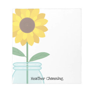 Zonnebloem in Mason Jar - Voeg Jouw naam toe Notitieblok