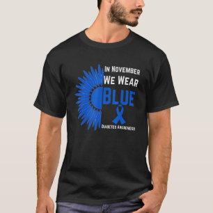Zonnebloem In november Draag we Blauwe Diabetes Aw T-shirt