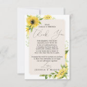 Zonnebloem in plaats van Favors Hartelijk dank Aankondiging (Voorkant)