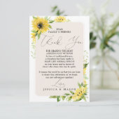 Zonnebloem in plaats van Favors Hartelijk dank Aankondiging (Staand voorkant)