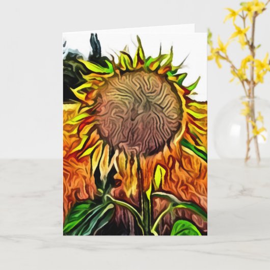 Zonnebloem in tarweveld kaart (Gele Bloem)