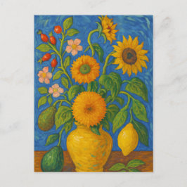 Zonnebloem in vaas Briefkaart