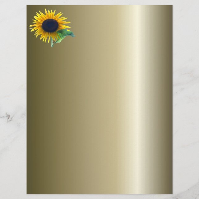 Zonnebloem in volbloei op goud (Voorkant)