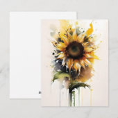 Zonnebloem in Waterverf Feestdagenkaart (Voorkant / Achterkant)