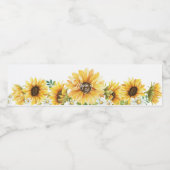 Zonnebloem in waterverf waterfles etiket (Enkel label)