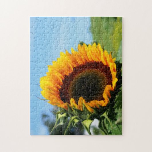 Zonnebloem in zonnebloem-ortoneffect legpuzzel (Verticaal)